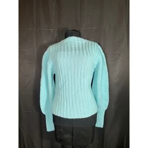 Vintage 80's Aqua Puffy Sleeve Sweater, Currants by Jeri-Jo Medium